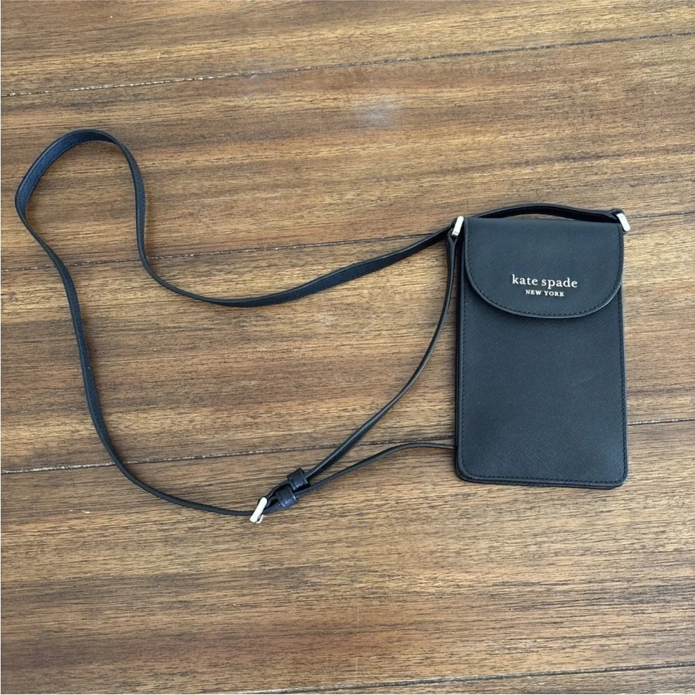 Kate Spade Black Cameron north south flap phone crossbody Bag - Picture 2 of 10